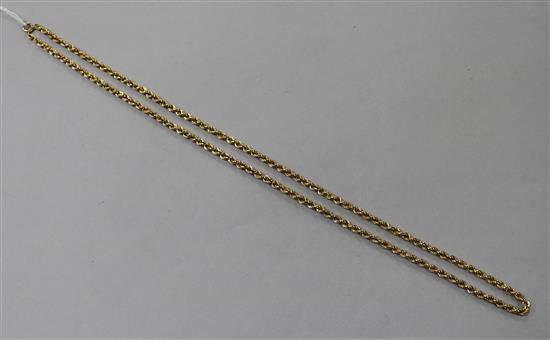 An Italian 18ct gold ropetwist chain, 70cm.